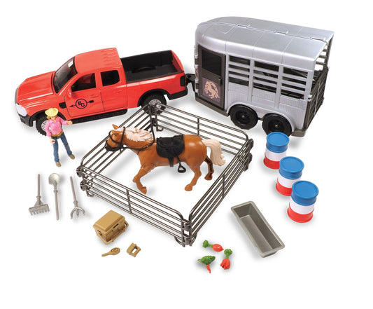 516 Big Country Adventures 24-Piece Truck & Horse Trailer Playset