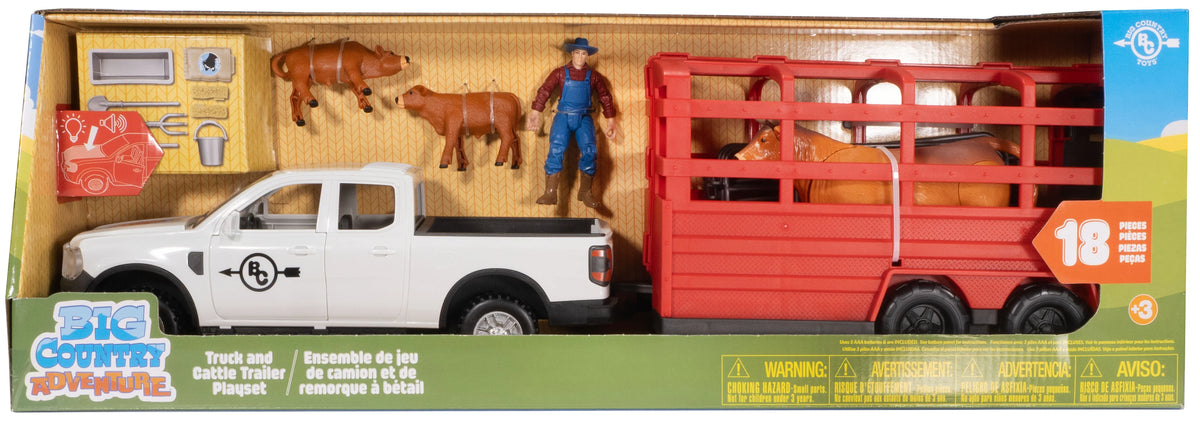 517 Big Country Adventures 18-Piece Truck & Cattle Trailer Playset