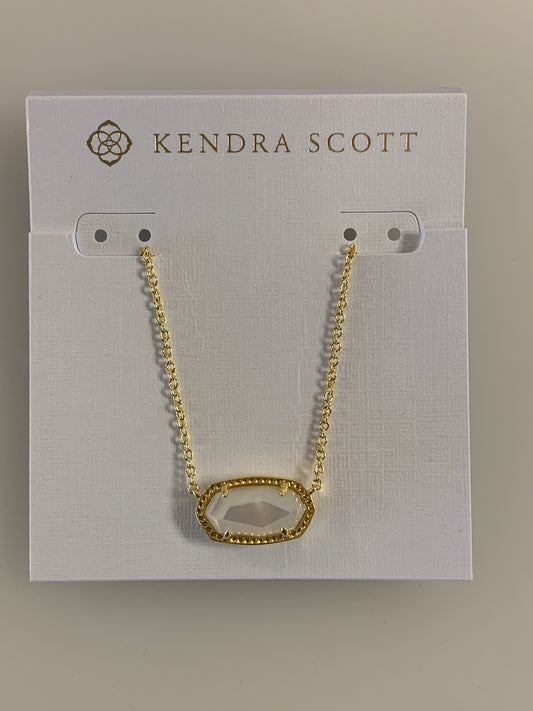 4217711454 Kendra Scott Elisa Gold Pendant Necklace in Ivory Mother-of-Pearl