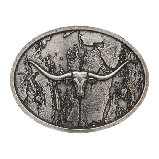 611 AndWest Antique Silver Wood Grain Longhorn