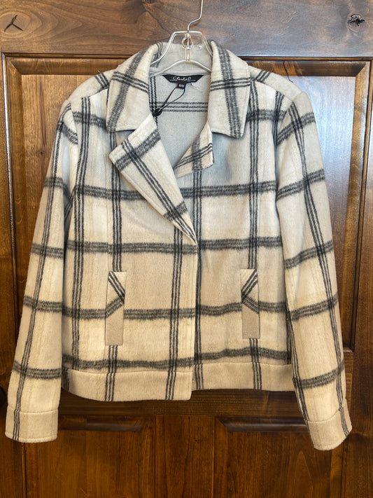 C6334R Charlie B Boucle Knit Plaid Short Jacket