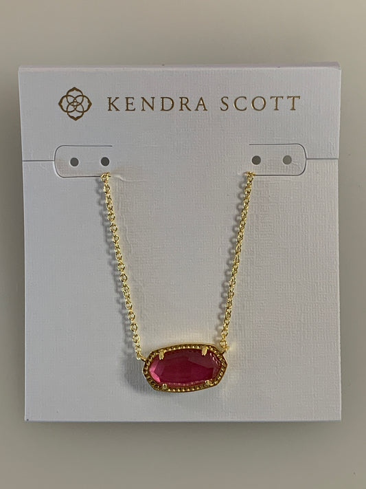 4217703444 Kendra Scott Elisa Gold Pendant Necklace in Azalea Illusion
