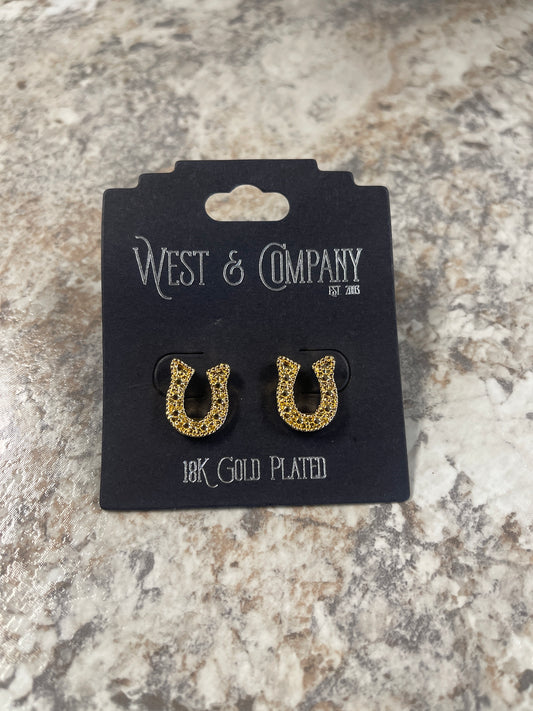 WC-E27G West & Co 18k Gold Plated Horseshoe Earrings