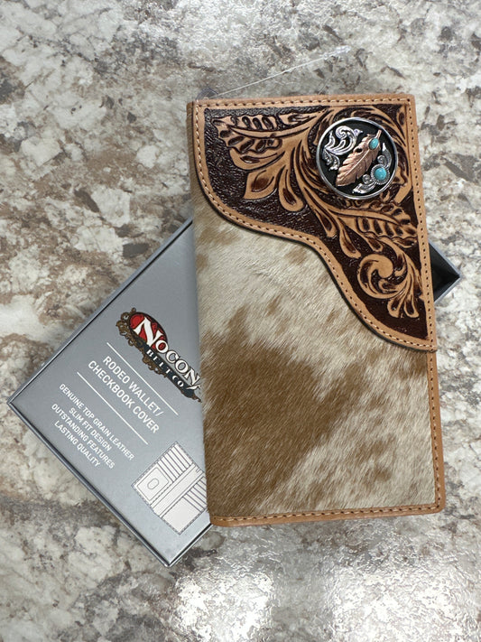 N500048808 Nocona Cowhide Rodeo Wallet With Feather Concho