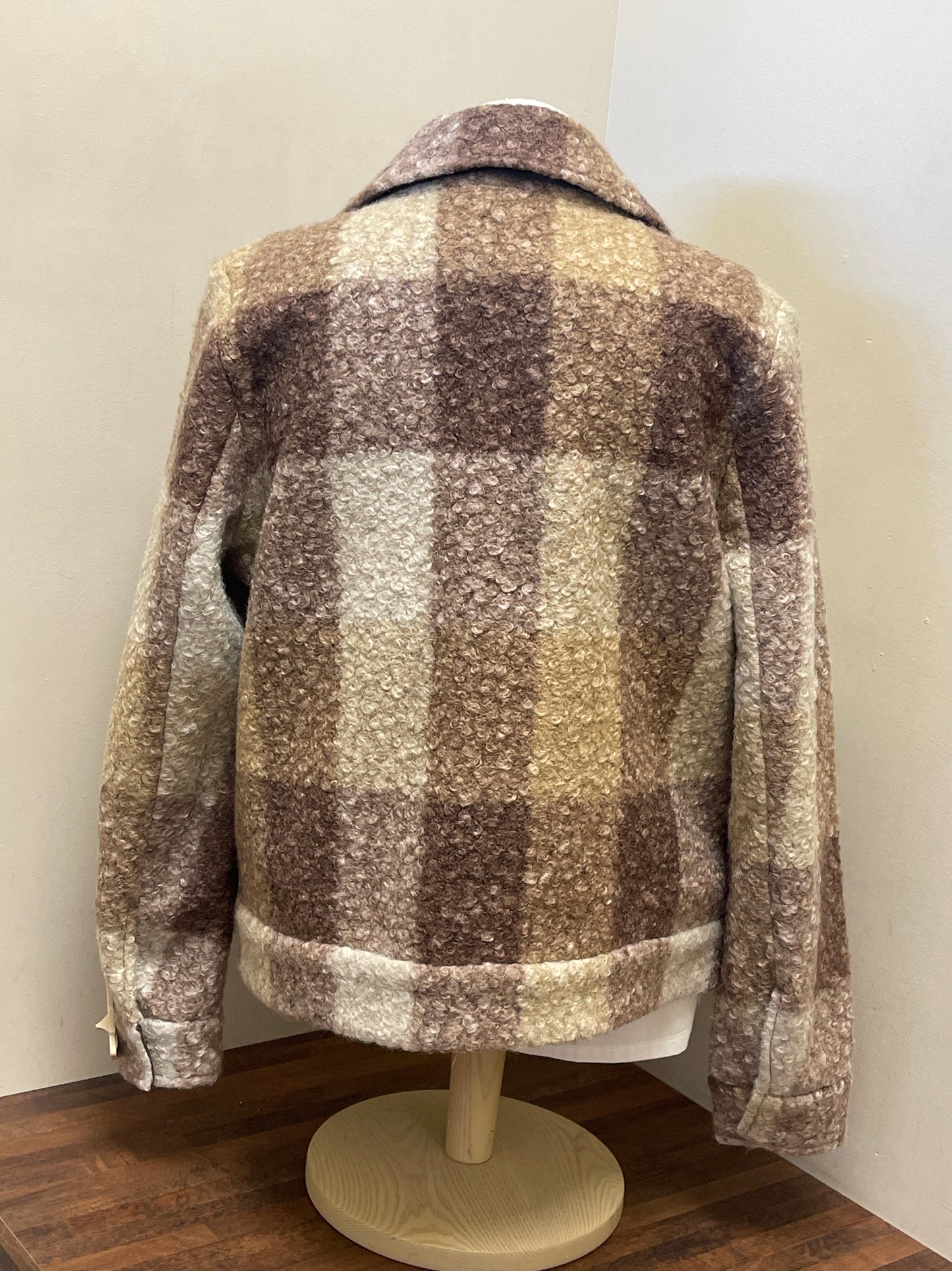 C6334R Charlie B Boucle Knit Plaid Short Jacket