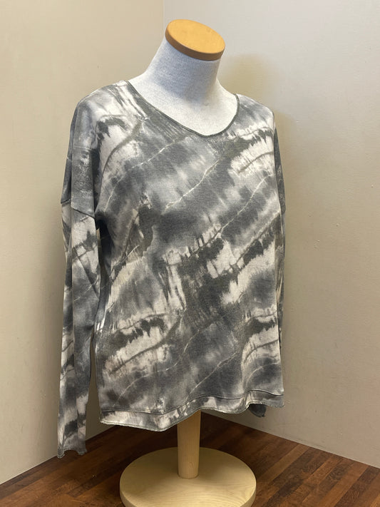 C1292G Charlie B Printed Long Sleeve V-Neck Top