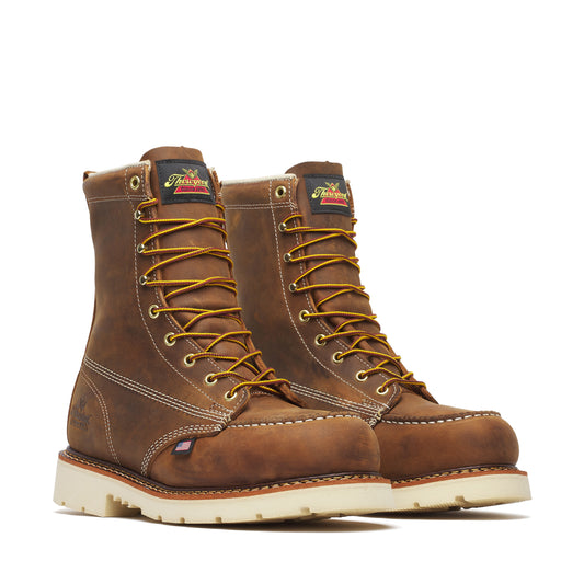 804-4378 Thorogood Men's Boots American Heritage 8" Crazy Horse Steel Moc Toe