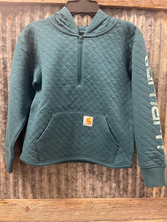 CA7132-GM1 Carhartt Long-Sleeve Quilted Jersey Half Zip Sweatshirt