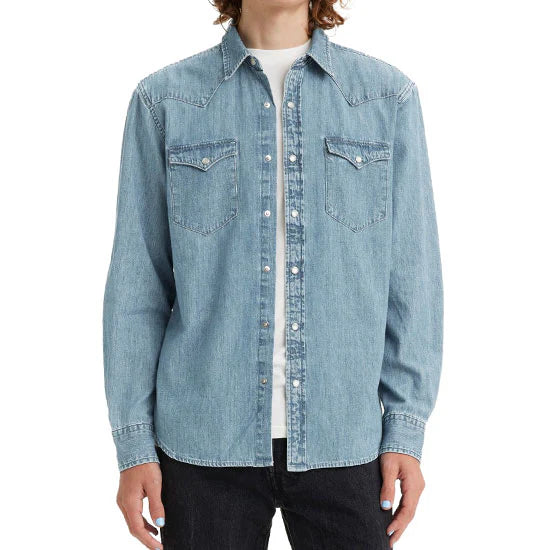 85745-0074 Men’s Levi Stone Washed Snap Up Denim Shirt
