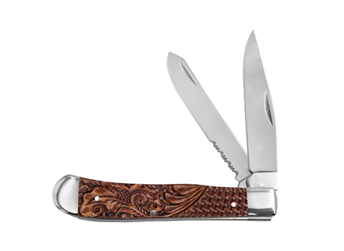 XK-LTHR4 Twisted X 4" Serrated Trapper Knife