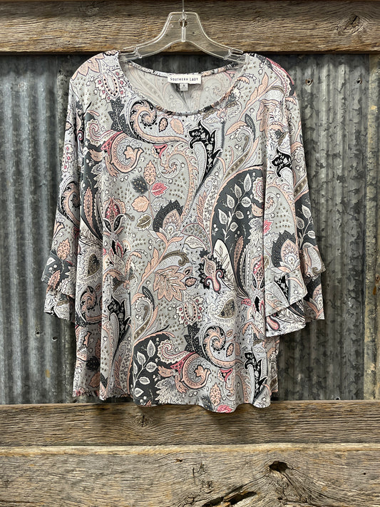 42J7 Southern Lady Print Top