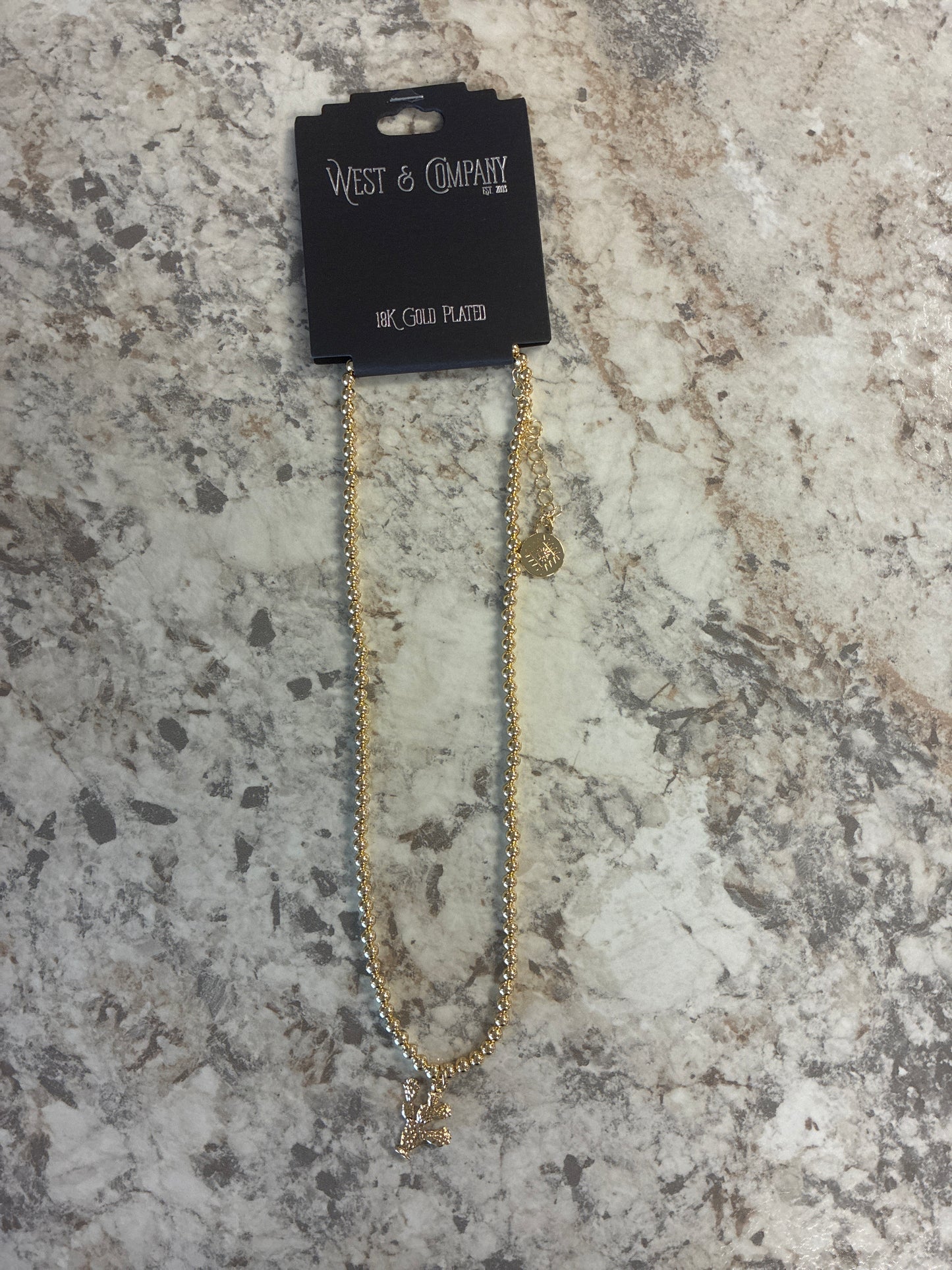 WC-N05G West & Co. 16" 18K Gold Plated Necklace with Prickly Pear Charm