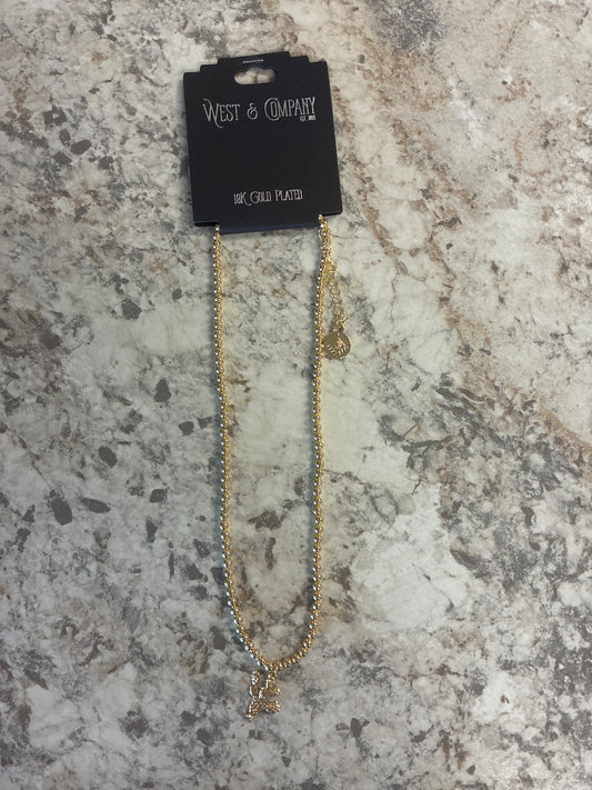 WC-N05G West & Co. 16" 18K Gold Plated Necklace with Prickly Pear Charm