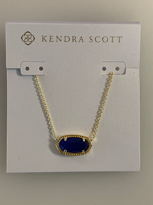 4217713811 Kendra Scott Elisa Gold Pendant Necklace in Cobalt Cat's Eye
