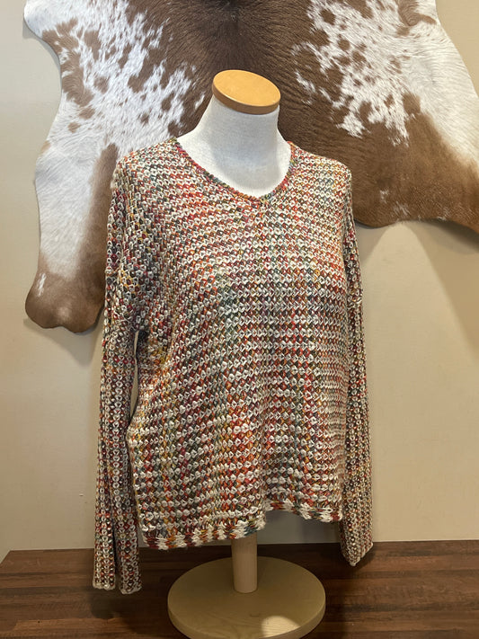 C2936 Charlie B Novelty Yarn Crochet Sweater