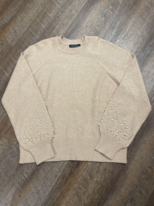 C2850B Charlie B Raglan Crew Neck Sweater w/ Pearl Bead Detail