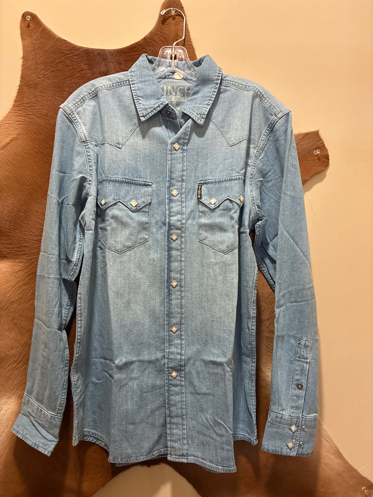 MTW1301096 Cinch Mens Stone Washed Indigo Modern Fit Snap Denim Shirt