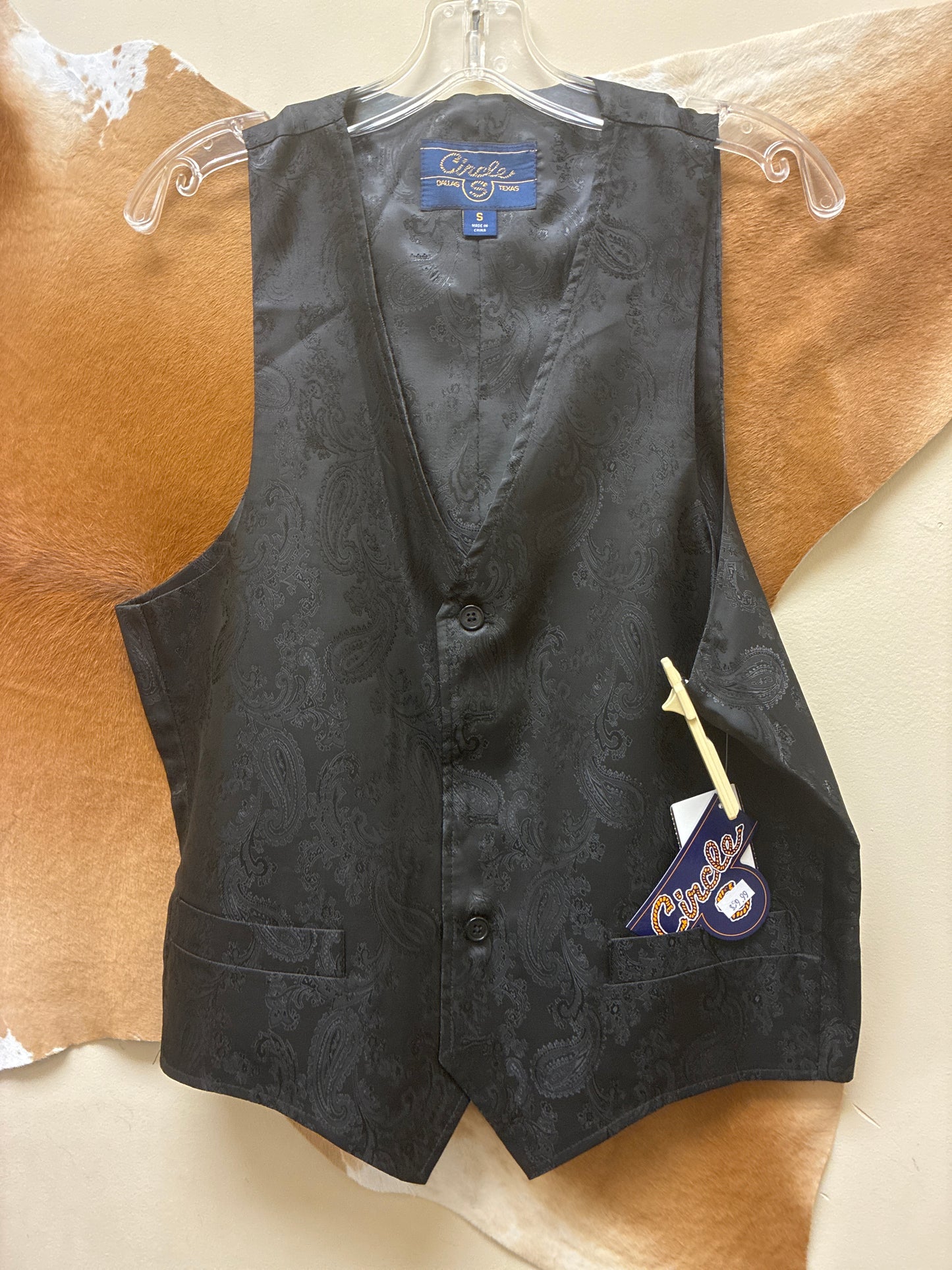 CV1299 41 Men's Circle S Mesquite Paisley Dress Vest - Black