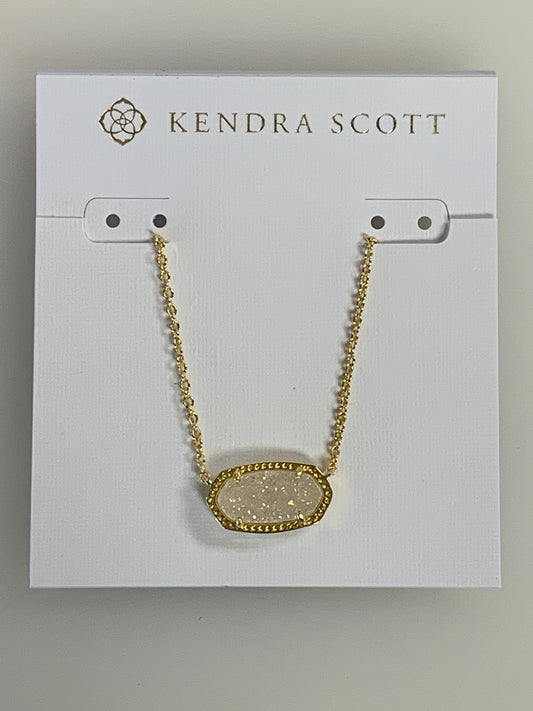 4217709208 Kendra Scott Elisa Gold Pendant Necklace in Iridescent Drusy