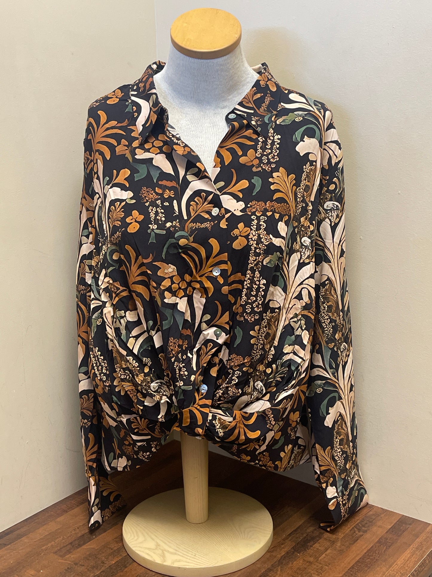 C4551PR Charlie B Long Sleeve Twisted Font & Buttons Shirt