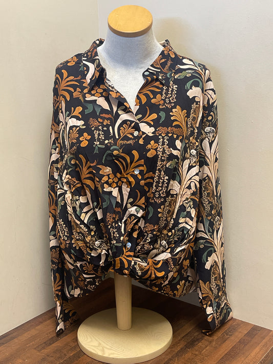 C4551PR Charlie B Long Sleeve Twisted Font & Buttons Shirt