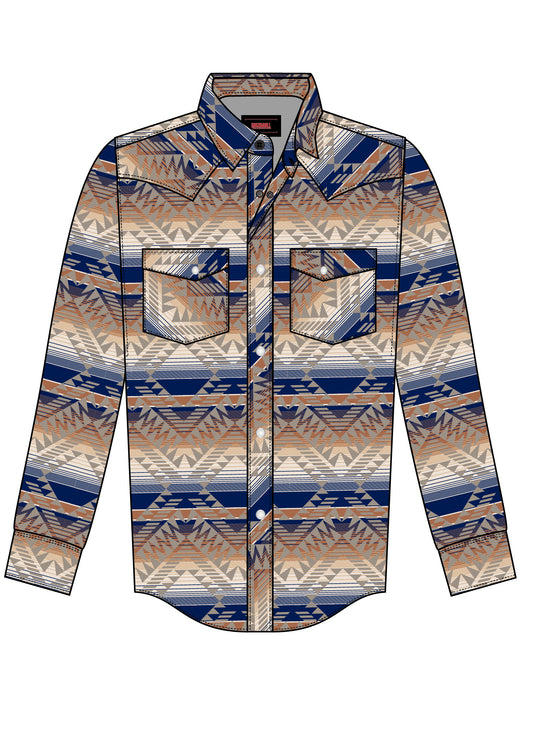 BBN2S07140 Rock & Roll Aztek Print Snap Up Shirt