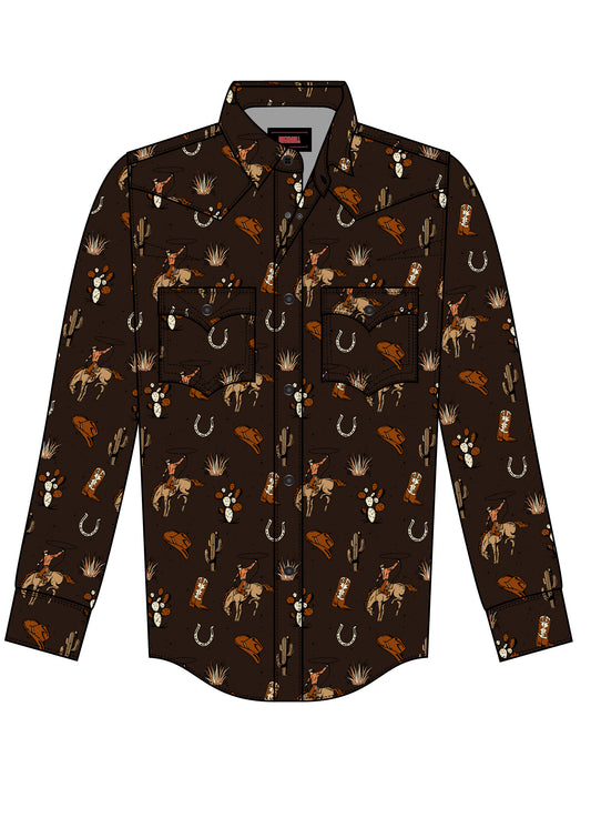 BBN2S07143 Rock & Roll Boys Print Snap Up Shirt