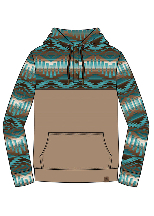 BM94T07306 Rock & Roll Color Block Henley Hoodie
