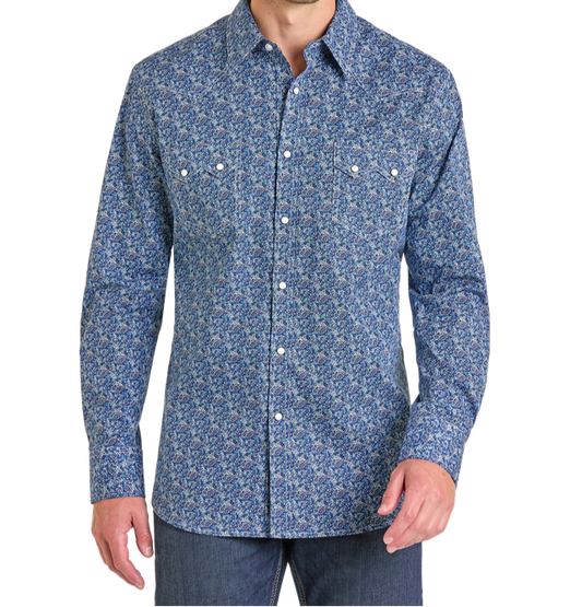 BMN2S07138 Rock & Roll Print Snap Shirt