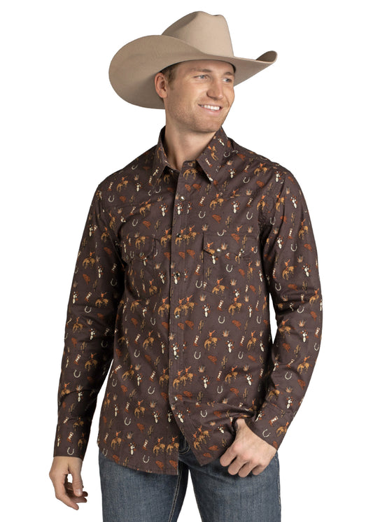 BMN2S07143 Rock & Roll Print Snap Up Shirt