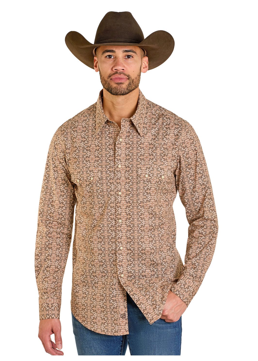 BMN2S07639 Rock & Roll Boot Stitch Printed Snap Up Shirt