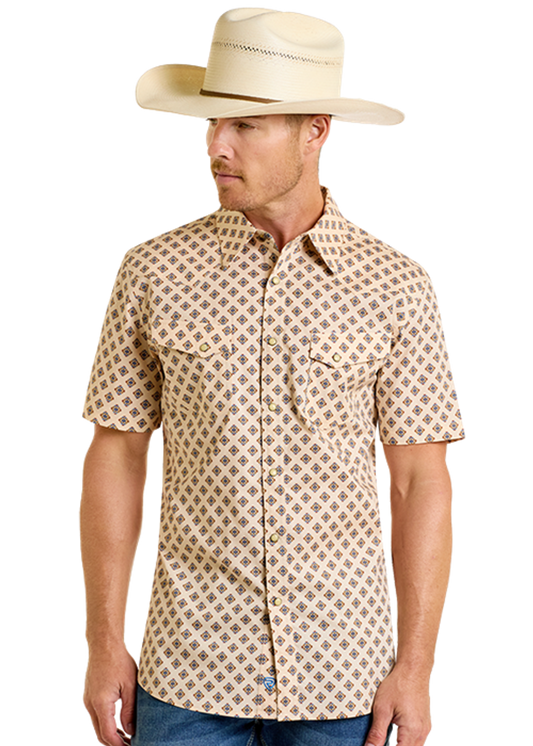 BMN3S06478 Rock & Roll Tan Geo Print Shirt