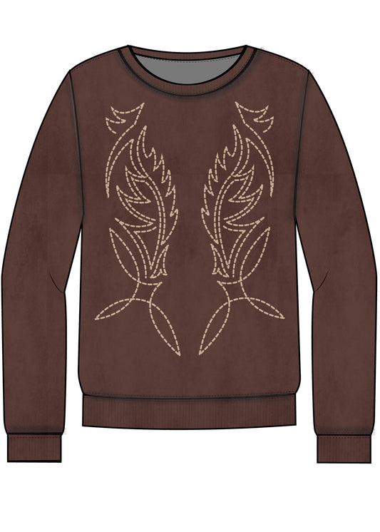 BW91T07780 Rock & Roll Embroidered Crew Neck Sweatshirt