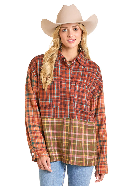 BW92C06943 Rock & Roll Mixed Plaid Shacket