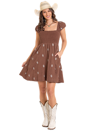 BWD1R06321 Rock & Roll Aztek Embroidered Mini Dress