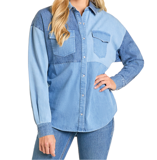 BWN2S06944 Rock & Roll Denim Patch Shirt