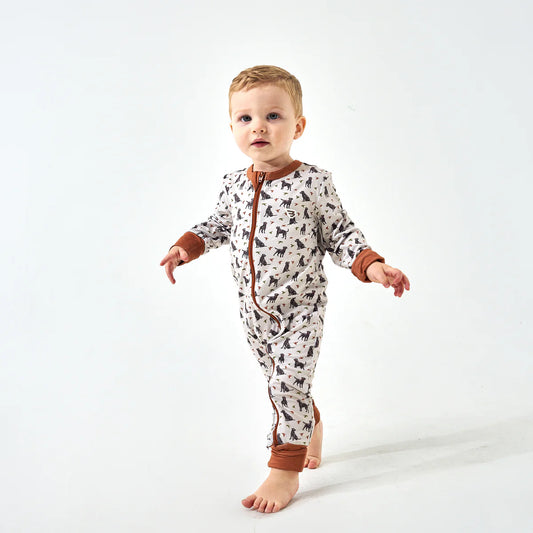 BZU-DAD Burlebo Ducks and Dogs Baby One Piece Zip Up