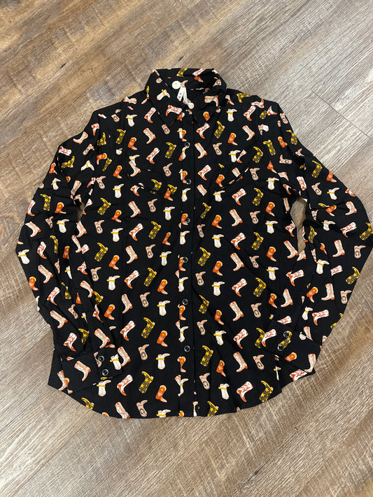 03-050-0590-1200 Roper Boot Print Snap Up Shirt