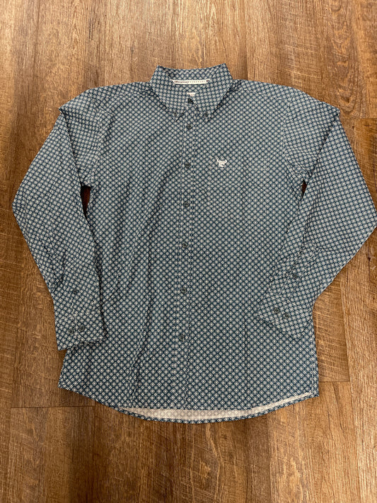 125608-382 M Cowboy Hardware Print Button Up Shirt