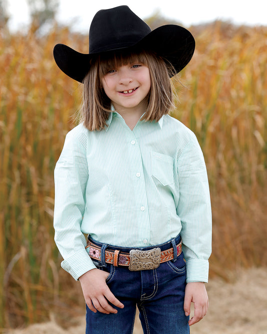 CTW3120005 Cruel Girls Turquoise Stripe Long Sleeve Button Up