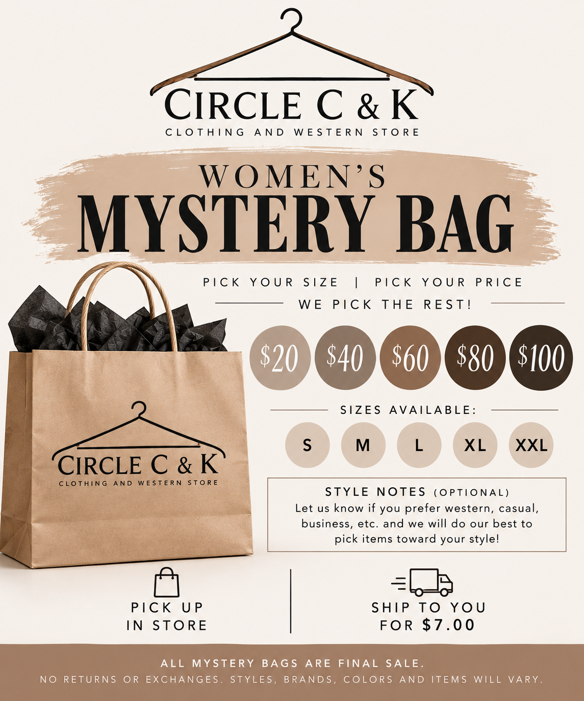 Circle C&K Women's Mystery Bag