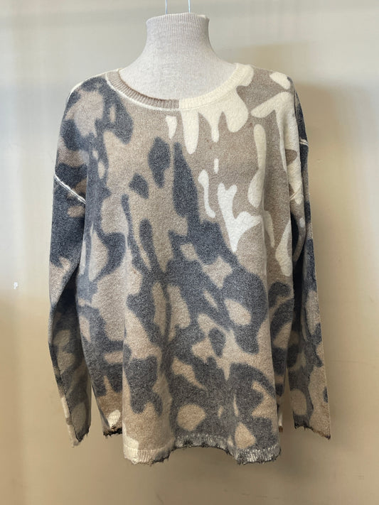 C2735R Charlie B Reversible Printed Crew Neck Sweater