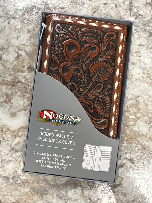 N500045108 Buck Stitched Floral Tooled Rodeo Wallet