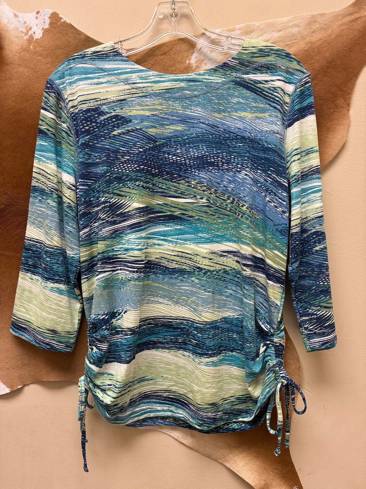 44M8 Southern Lady Women's Ruched Side Top - Teal & Lime