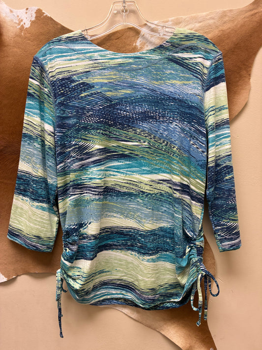 44M8 Southern Lady Women's Ruched Side Top - Teal & Lime