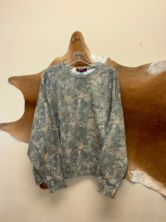 BW91T09372 Tree Camo Sweatshirt Forest Green