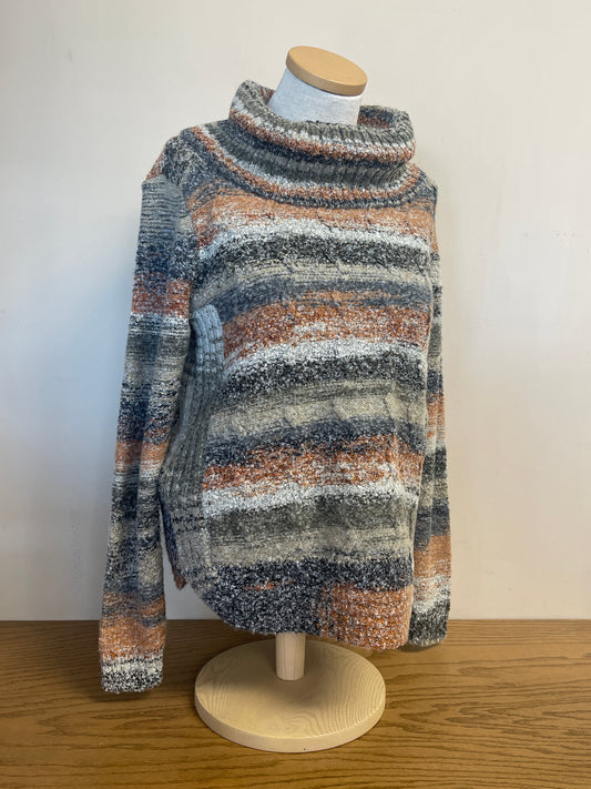 C2316 Charlie Cowl Neck Round Hem Cable Sweater