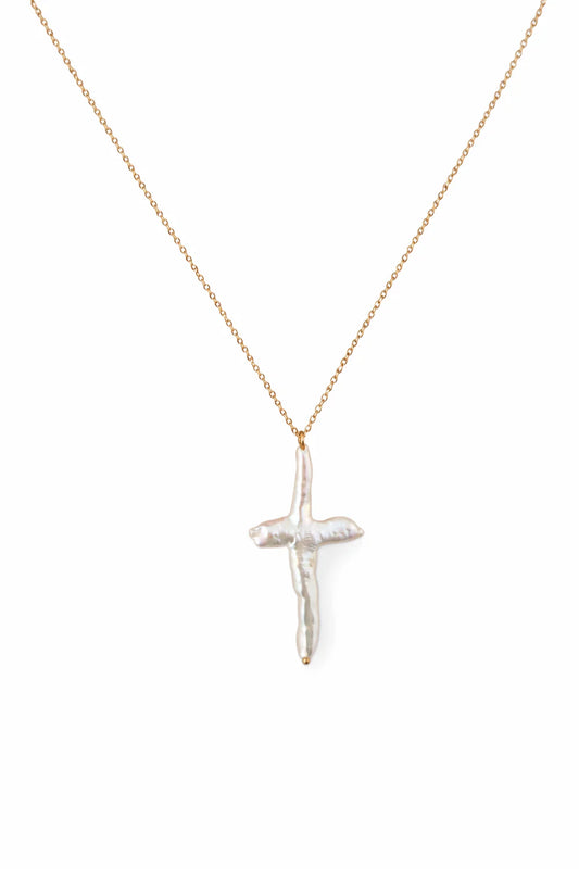 0044 Gracefully Jewelry Cross Pearl Necklace