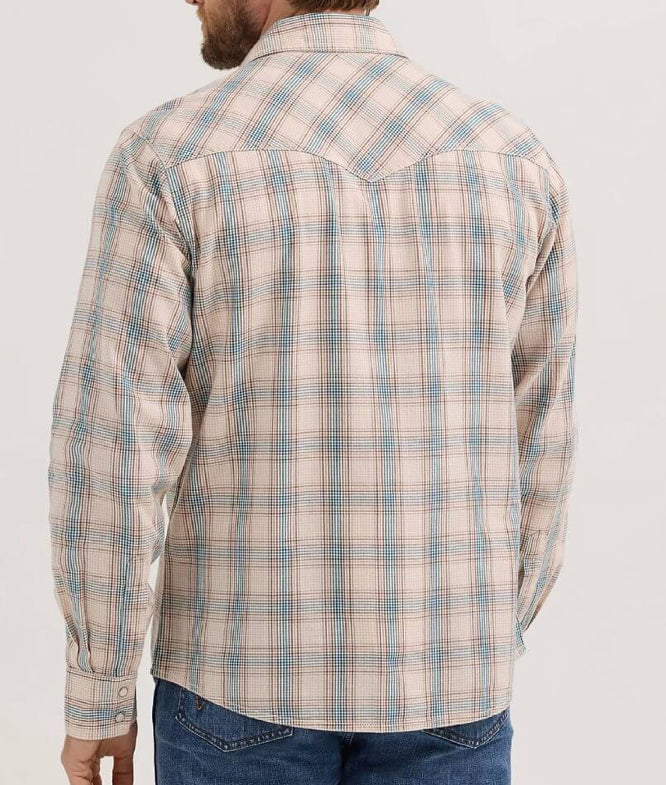 112365632 - Wrangler Retro® Premium Long Sleeve Shirt - Modern Fit - Khaki Multi