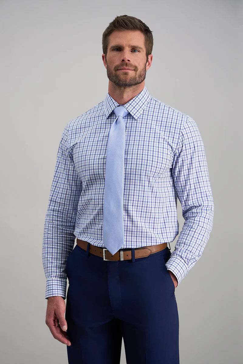 HAG021HE419 Tonal Blue Check Men's Haggar Shirt